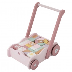 Drvena kolica sa kockama - Pink