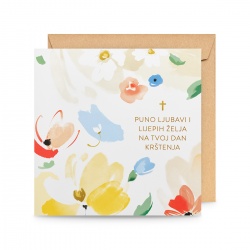 Čestitka Krštenje Floral