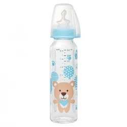 NIP bočica stakl. 250ml, 0-6 mj - plavi medo