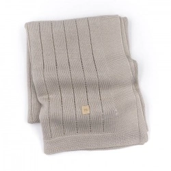Pletena prugasta dekica 100x75cm - Camel