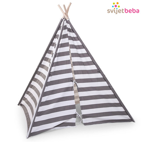ChildHome | Tipi Tent Šator | Childhome - Grey/White Stripes ChildHome | Tipi Tent Šator | Childhome - Grey/White Stripes
