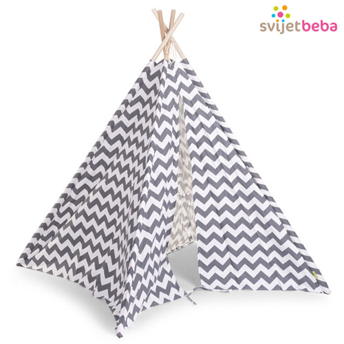 ChildHome | Tipi Tent Šator | Childhome - Grey/White Zig Zag ChildHome | Tipi Tent Šator | Childhome - Grey/White Zig Zag